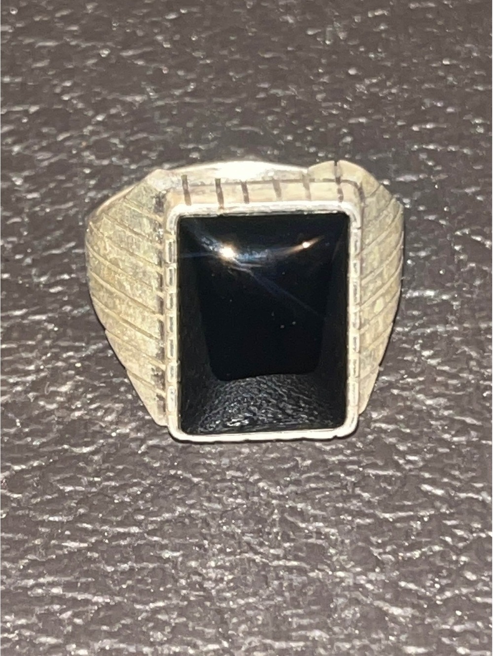 Navajo handmade sterling silver black onyx jet black ring size 10.5